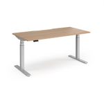 Elev8 Luxe Straight Sit-Stand Desk 1600mm x 800mm - Silver Frame / Beech Top