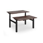Elev8 Luxe Sit-Stand Back-To-Back Desks 1200mm x 800mm - Black Frame / Walnut Top