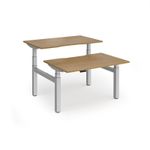 Elev8 Luxe Sit-Stand Back-To-Back Desks 1200mm x 800mm - Silver Frame / Oak Top