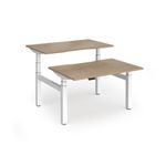 Elev8 Luxe Sit-Stand Back-To-Back Desks 1200mm x 800mm - White Frame / Kendal Oak Top