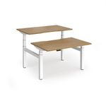 Elev8 Luxe Sit-Stand Back-To-Back Desks 1200mm x 800mm - White Frame / Oak Top