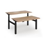 Elev8 Luxe Sit-Stand Back-To-Back Desks 1400mm x 800mm - Black Frame / Beech Top