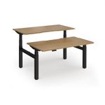 Elev8 Luxe Sit-Stand Back-To-Back Desks 1400mm x 800mm - Black Frame / Oak Top