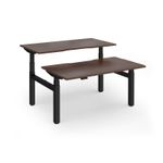Elev8 Luxe Sit-Stand Back-To-Back Desks 1400mm x 800mm - Black Frame / Walnut Top