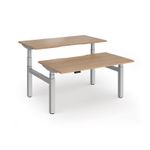Elev8 Luxe Sit-Stand Back-To-Back Desks 1400mm x 800mm - Silver Frame / Beech Top