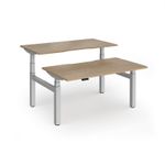 Elev8 Luxe Sit-Stand Back-To-Back Desks 1400mm x 800mm - Silver Frame / Kendal Oak Top