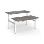 Elev8 Luxe Sit-Stand Back-To-Back Desks 1400mm x 800mm - White Frame / Grey Oak Top