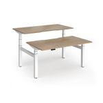 Elev8 Luxe Sit-Stand Back-To-Back Desks 1400mm x 800mm - White Frame / Kendal Oak Top