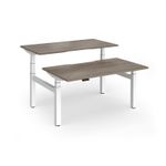 Elev8 Luxe Sit-Stand Back-To-Back Desks 1400mm x 800mm - White Frame / Nebraska Oak Top