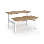 Elev8 Luxe Sit-Stand Back-To-Back Desks 1400mm x 800mm - White Frame / Oak Top