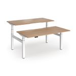 Elev8 Luxe Sit-Stand Back-To-Back Desks 1600mm x 800mm - White Frame / Beech Oak Top
