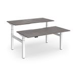 Elev8 Luxe Sit-Stand Back-To-Back Desks 1600mm x 800mm - White Frame / Grey Oak Top