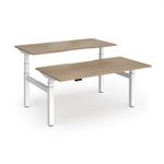 Elev8 Luxe Sit-Stand Back-To-Back Desks 1600mm x 800mm - White Frame / Kendal Oak Top