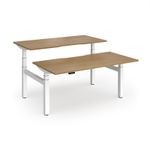 Elev8 Luxe Sit-Stand Back-To-Back Desks 1600mm x 800mm - White Frame / Oak Top