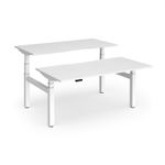 Elev8 Luxe Sit-Stand Back-To-Back Desks 1600mm x 800mm - White Frame / White Top