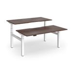 Elev8 Luxe Sit-Stand Back-To-Back Desks 1600mm x 800mm - White Frame / Walnut Top