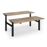 Elev8 Luxe Sit-Stand Back-To-Back Desks 1800mm x 800mm - Black Frame / Kendal Oak Top