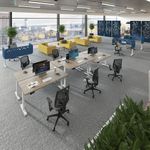 Elev8 Luxe Sit-Stand Back-To-Back Desks 1800mm x 800mm - Silver Frame / Kendal Oak Top