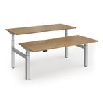 Elev8 Luxe Sit-Stand Back-To-Back Desks 1800mm x 800mm - Silver Frame / Oak Top