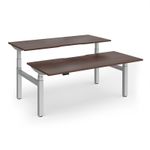 Elev8 Luxe Sit-Stand Back-To-Back Desks 1800mm x 800mm - Silver Frame / Walnut Top