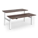 Elev8 Luxe Sit-Stand Back-To-Back Desks 1800mm x 800mm - White Frame / Walnut Top