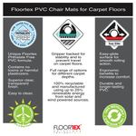 Floortex Cleartex Rectangular Chair Mat Carpet 1500x1200x2.2mm PVC Clear 1115225EV