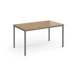Flexi 25 rectangular table with graphite frame 1400mm x 800mm - oak