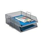 5 Star Mesh Letter Tray Scratch Resistant Stackable Front Load Portrait Foolscap Silver 287901