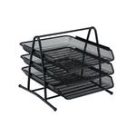 5 Star Mesh Letter Tray 3 Tier Scratch Resistant Stackable Front Load Portrait Foolscap Black 288102