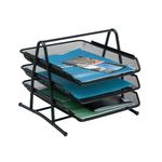 5 Star Mesh Letter Tray 3 Tier Scratch Resistant Stackable Front Load Portrait Foolscap Black 288102