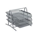 5 Star Mesh Letter Tray 3 Tier Stackable Front Load Portrait Foolscap Silver 288110