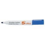 5 Star Drywipe Marker Bullet Tip Xylene/Toluene-free 3mm Line Blue (Pack of 12) 296115