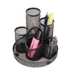 5 Star 5 Compartment Wire Mesh Desk Tidy Scratch Resistant Non-Marking Base Black 319612
