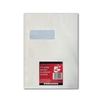 5 Star C4 Window Envelope Peel and Seal 90gsm White (Pack of 10) 600450