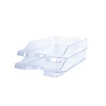 5 Star Contemporary Self Stacking Letter Tray Crystal FS677861
