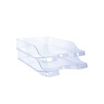 5 Star Contemporary Self Stacking Letter Tray Crystal FS677861