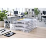 5 Star Contemporary Self Stacking Letter Tray Crystal FS677861