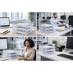 5 Star Contemporary Self Stacking Letter Tray Crystal FS677861