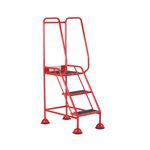 5 Star UK Domed Feet Anti-Slip 3 Tread Steps Red FS687661