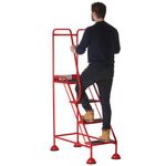 5 Star UK Domed Feet Anti-Slip 4 Tread Steps Red FS687662