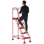 5 Star UK Domed Feet Anti-Slip 5 Tread Steps Red FS687669