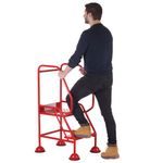 5 Star UK Domed Feet Punched 2 Tread Steps Red FS687670