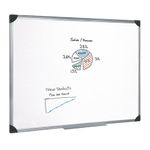 5 Star Whiteboard Drywipe Magnetic with Pen Tray and Aluminium Trim 1800x1200mm 909315