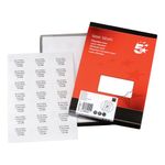 5 Star Multipurpose Labels Laser Copier Inkjet 63.5x38.1mm White (Pack of 5250) 909345