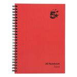 5 Star Wirebound Notebook Ruled 70gsm 160 Page A5 Red (Pack of 5) 912939