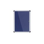 5 Star Glazed Noticeboard with Swing Door Locking Aluminium Frame Blue Felt 900x1200mm 937645