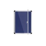 5 Star Glazed Noticeboard with Swing Door Locking Aluminium Frame Blue Felt 900x1200mm 937645