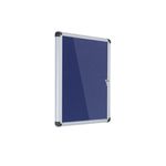 5 Star Glazed Noticeboard with Swing Door Locking Aluminium Frame Blue Felt 900x1200mm 937645