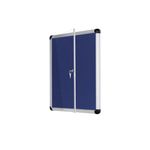 5 Star Glazed Noticeboard with Swing Door Locking Aluminium Frame Blue Felt 900x1200mm 937645