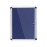 5 Star Glazed Noticeboard with Swing Door Locking Aluminium Frame Blue Felt 900x1200mm 937645
